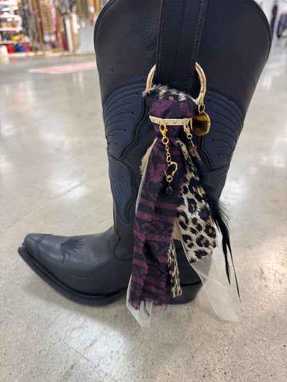 DB Signature Boot Charm- Violet Leopard